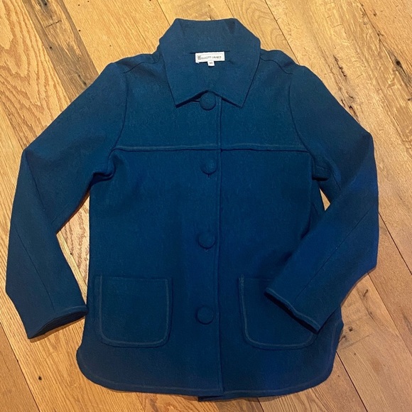Elliot Lauren Vtg Wool Blend Shacket Jacket Blazer Teal Blue Made in USA Size 10 - Picture 1 of 10